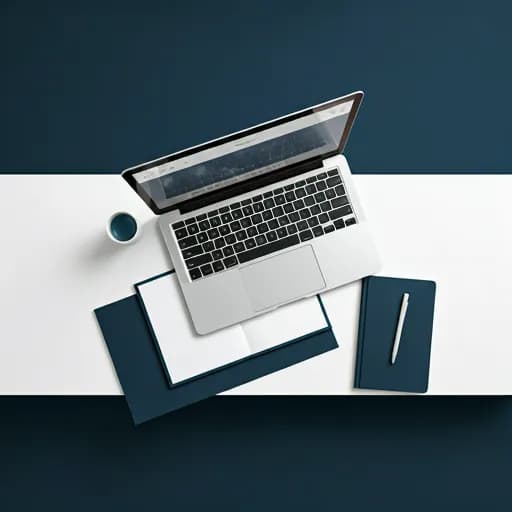 Laptop and notebook on desk