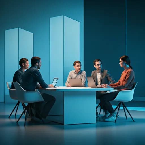 Umam Digitals team collaborating around a meeting table